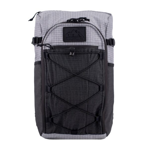 ULA Xpac 30L Grey Robic XPac: Front View with Logo on Velcro Tab